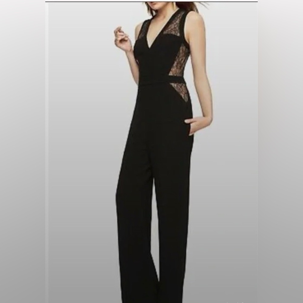 BCBGMaxAzria Black Lace Detail Jumpsuit